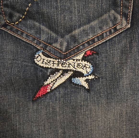 Vintage Ed Hardy Jeans 2000'S Y2K Death Before Dishonor Baggy Denim RARE - Picture 9 of 11